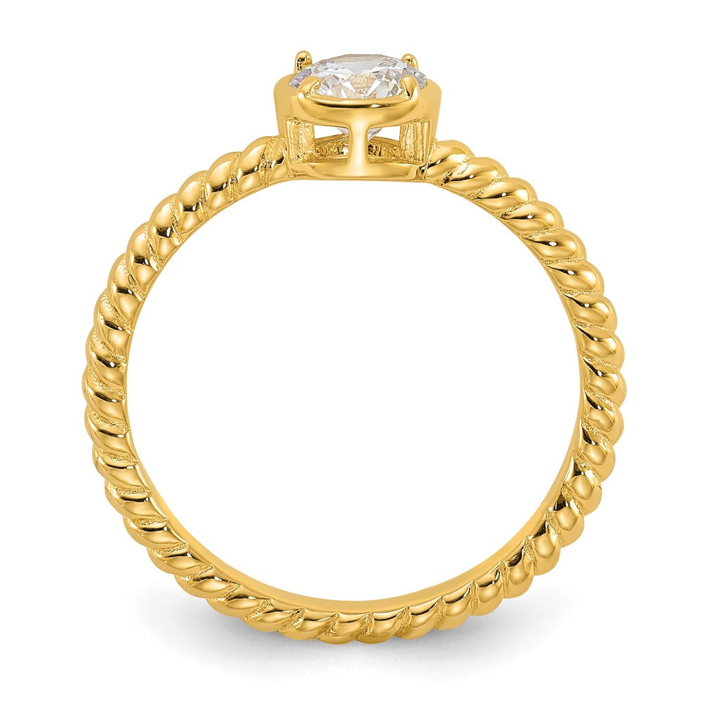 Sterling Silver Gold-tone CZ Twisted Ring - Product Photo