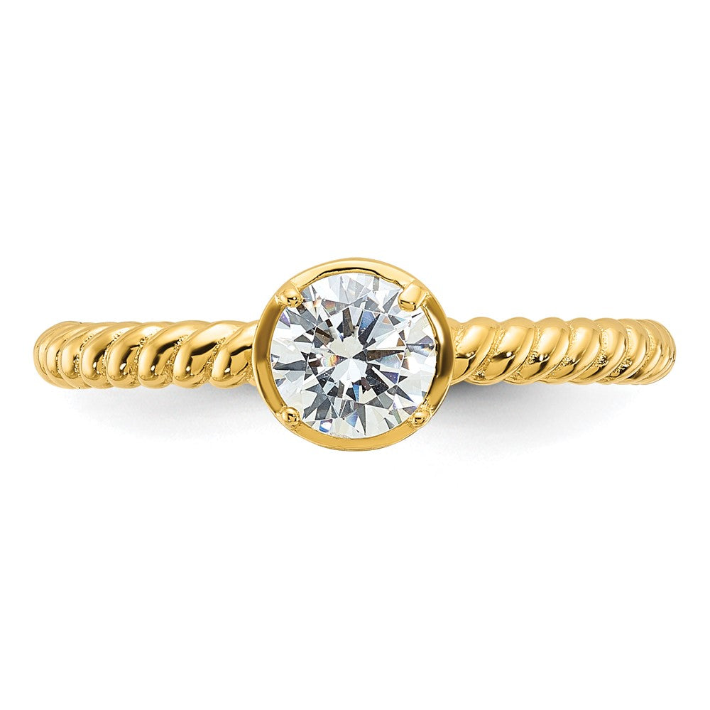 Sterling Silver Gold-tone CZ Twisted Ring - Product Photo