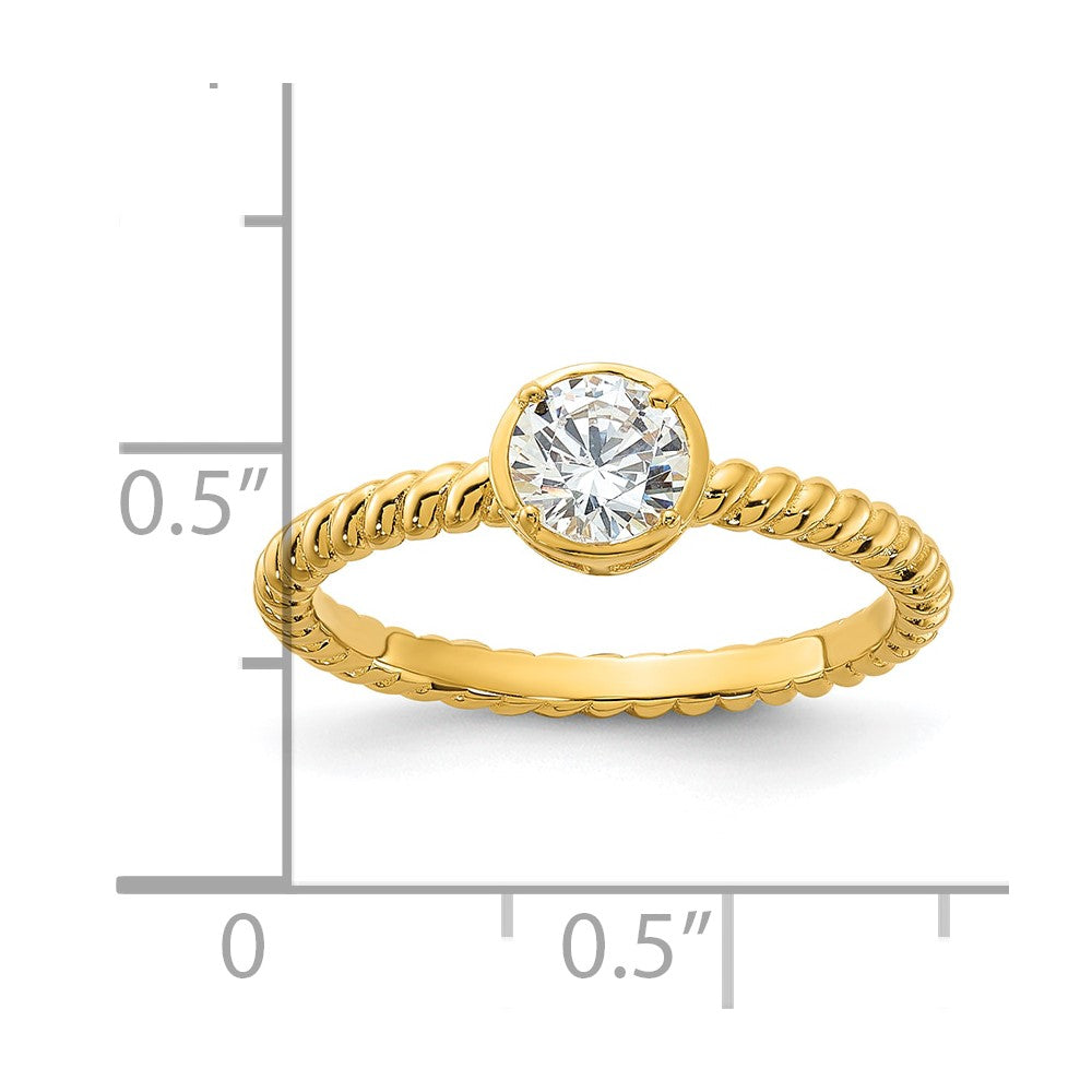 Sterling Silver Gold-tone CZ Twisted Ring - Product Photo