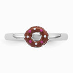 Sterling Silver Rhodium-plated Children's Enamel Donut Ring - Product Photo