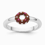 Sterling Silver Rhodium-plated Children's Enamel Donut Ring - Product Photo