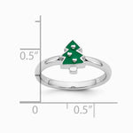 Sterling Silver Rhodium-plated Children's Enamel Christmas Tree Ring - Product Photo