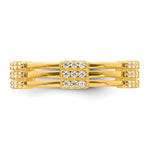 Sterling Silver Gold-tone Polished CZ 3-Row Eternity Ring - Product Photo