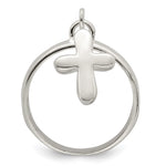 Sterling Silver Solid Cross Dangle Ring - Product Photo
