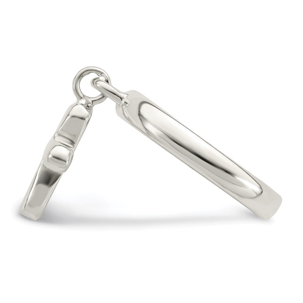 Sterling Silver Solid Cross Dangle Ring - Product Photo