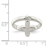 Sterling Silver Solid Cross Dangle Ring - Product Photo