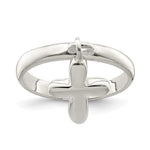 Sterling Silver Solid Cross Dangle Ring - Product Photo