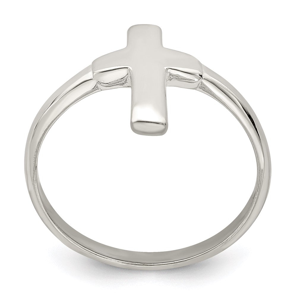 Sterling Silver Solid Cross Ring - Product Photo