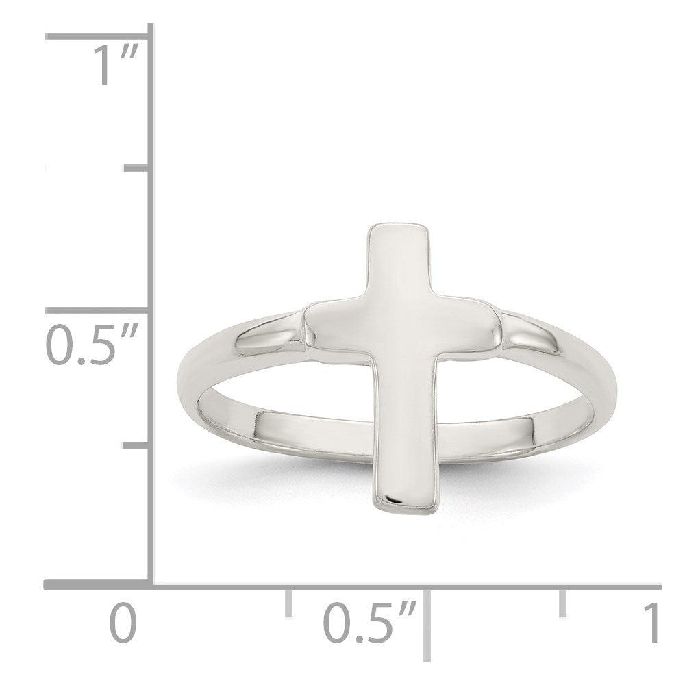 Sterling Silver Solid Cross Ring - Product Photo