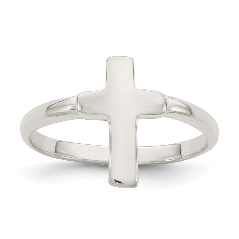 Sterling Silver Solid Cross Ring - Product Photo