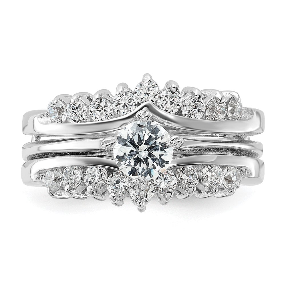 Sterling Silver Rhodium-plated CZ Ring Set - Product Photo