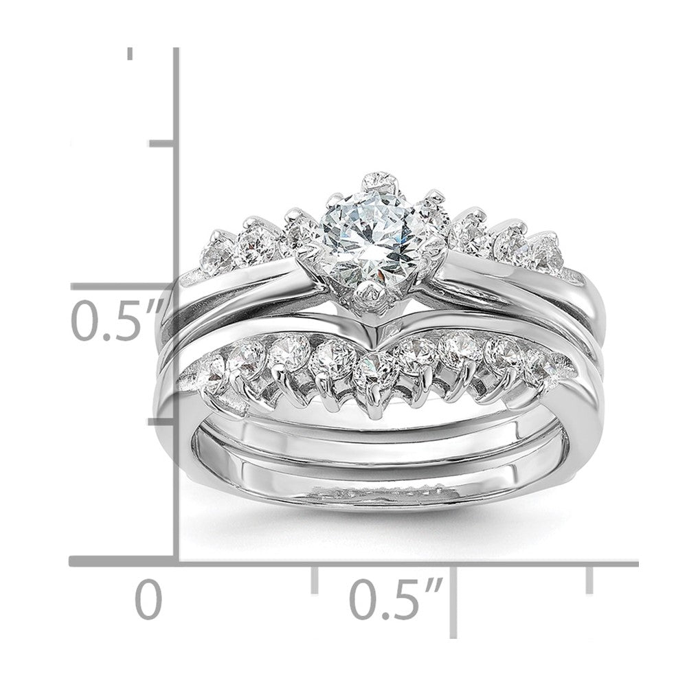 Sterling Silver Rhodium-plated CZ Ring Set - Product Photo