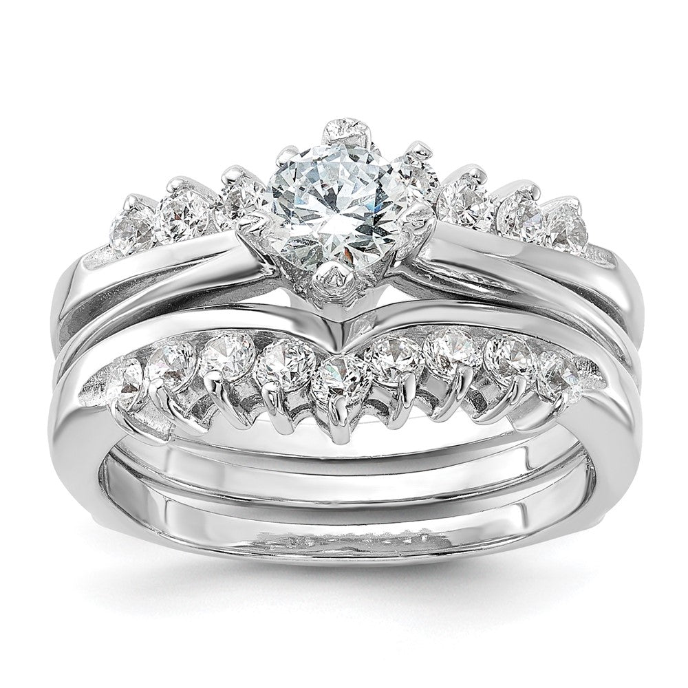 Sterling Silver Rhodium-plated CZ Ring Set - Product Photo