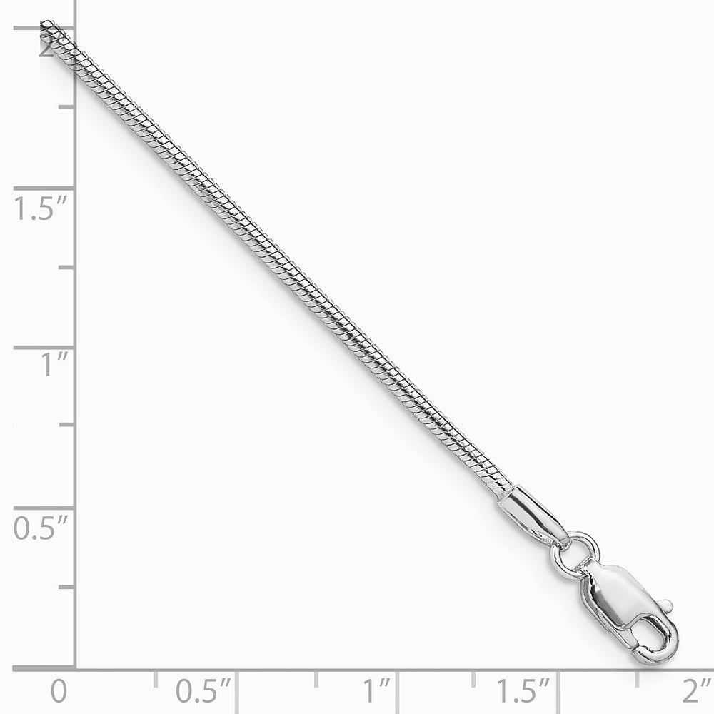 Sterling Silver Rhodium-plated 1.5mm Snake Chain Bracelet 7"-8" - Product Photo