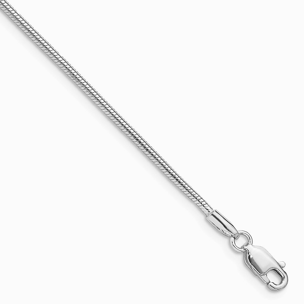 Sterling Silver Rhodium-plated 1.5mm Snake Chain Bracelet 7"-8"