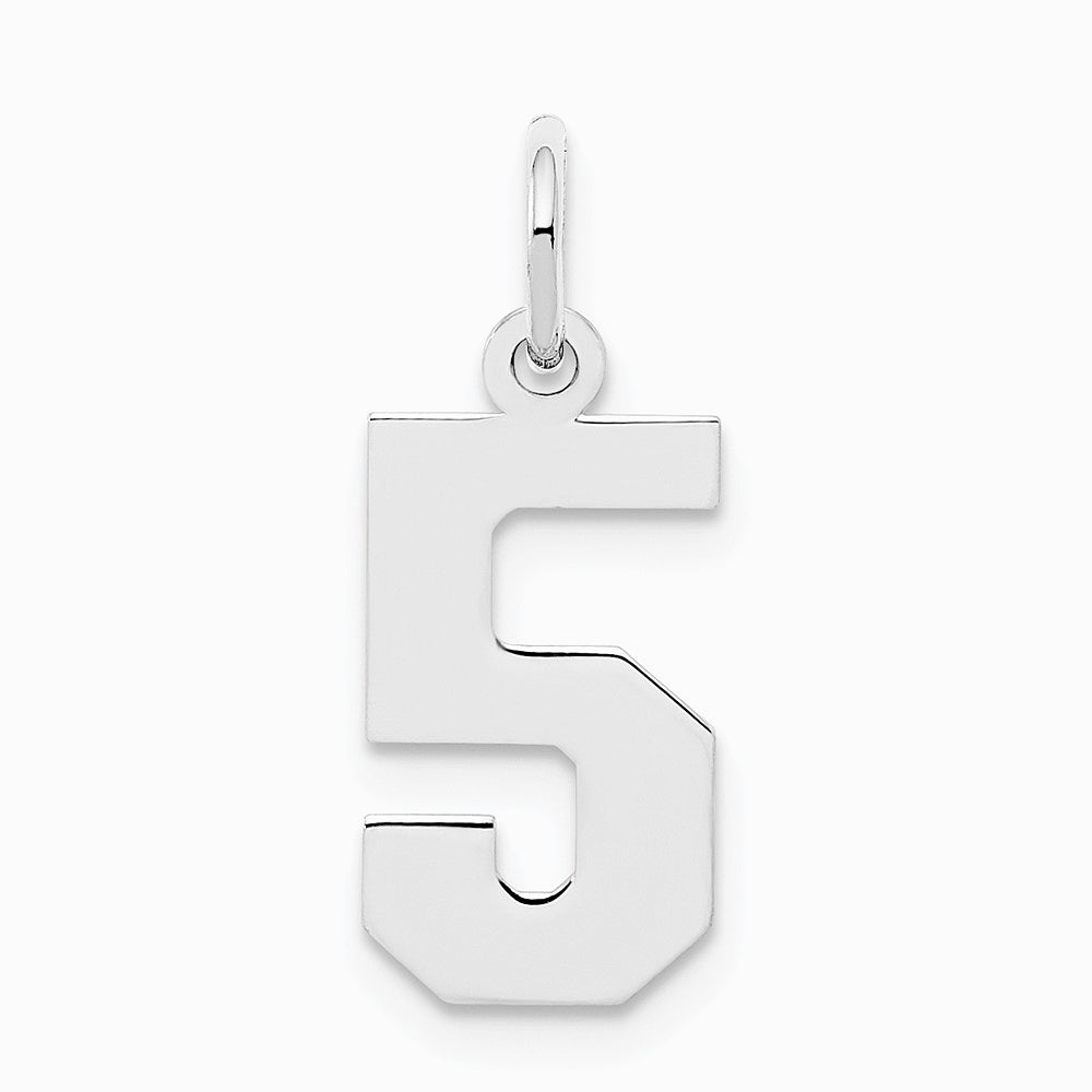 Sterling Silver/Rhodium-plated Polished Number 5 Charm - Product Photo