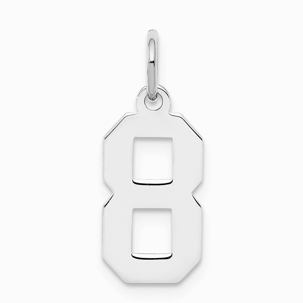 Sterling Silver/Rhodium-plated Polished Number 8 Charm - Product Photo