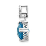 Sterling Silver Rhod-plated Blue and Clear CZ Pendant and Earring Set - Product Photo