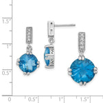 Sterling Silver Rhod-plated Blue and Clear CZ Pendant and Earring Set - Product Photo