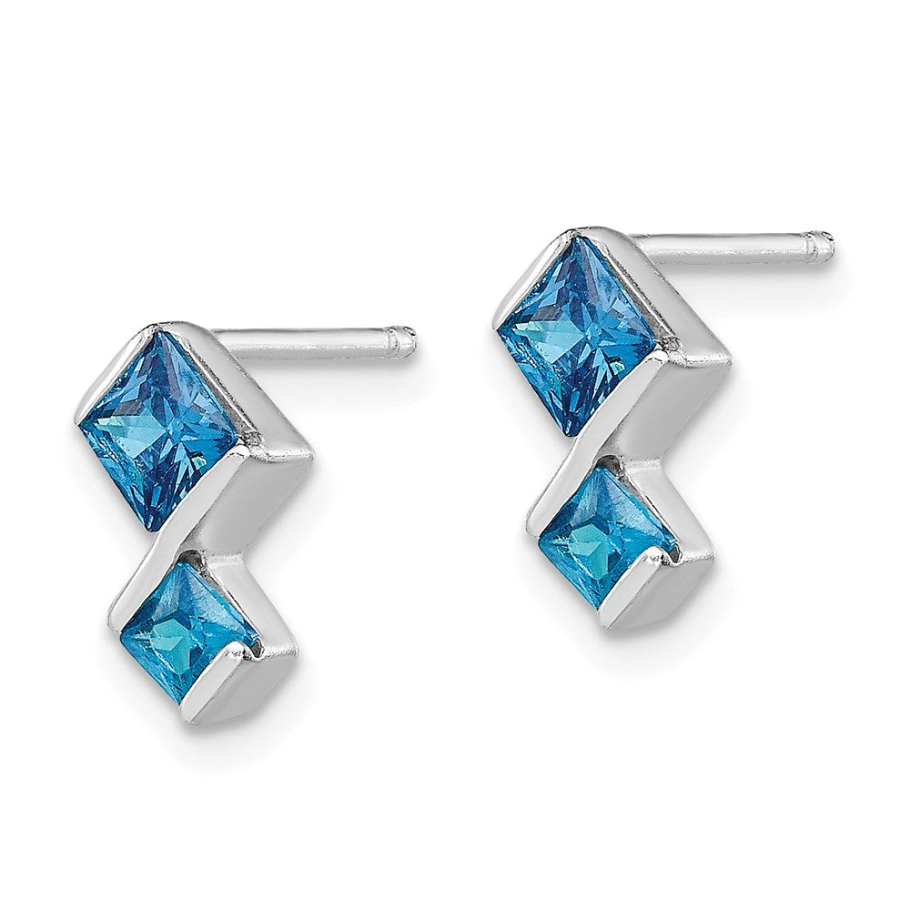 Sterling Silver Polished Blue Topaz Pendant and Post Earrings Set - Product Photo