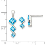 Sterling Silver Polished Blue Topaz Pendant and Post Earrings Set - Product Photo