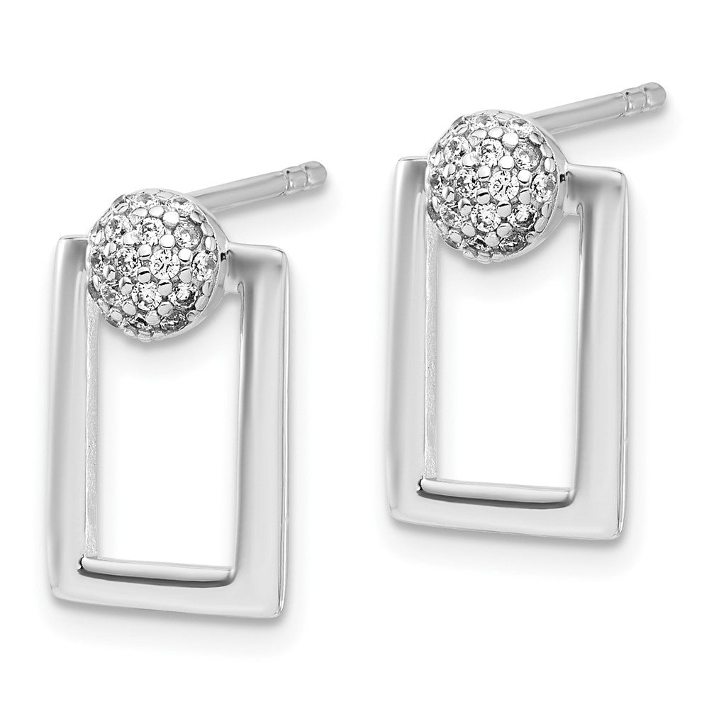 Sterling Silver RH-plated Micro Pave CZ Rectangle Earrings and Pendant Set - Product Photo