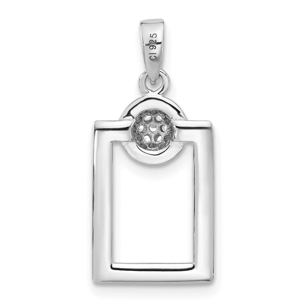 Sterling Silver RH-plated Micro Pave CZ Rectangle Earrings and Pendant Set - Product Photo