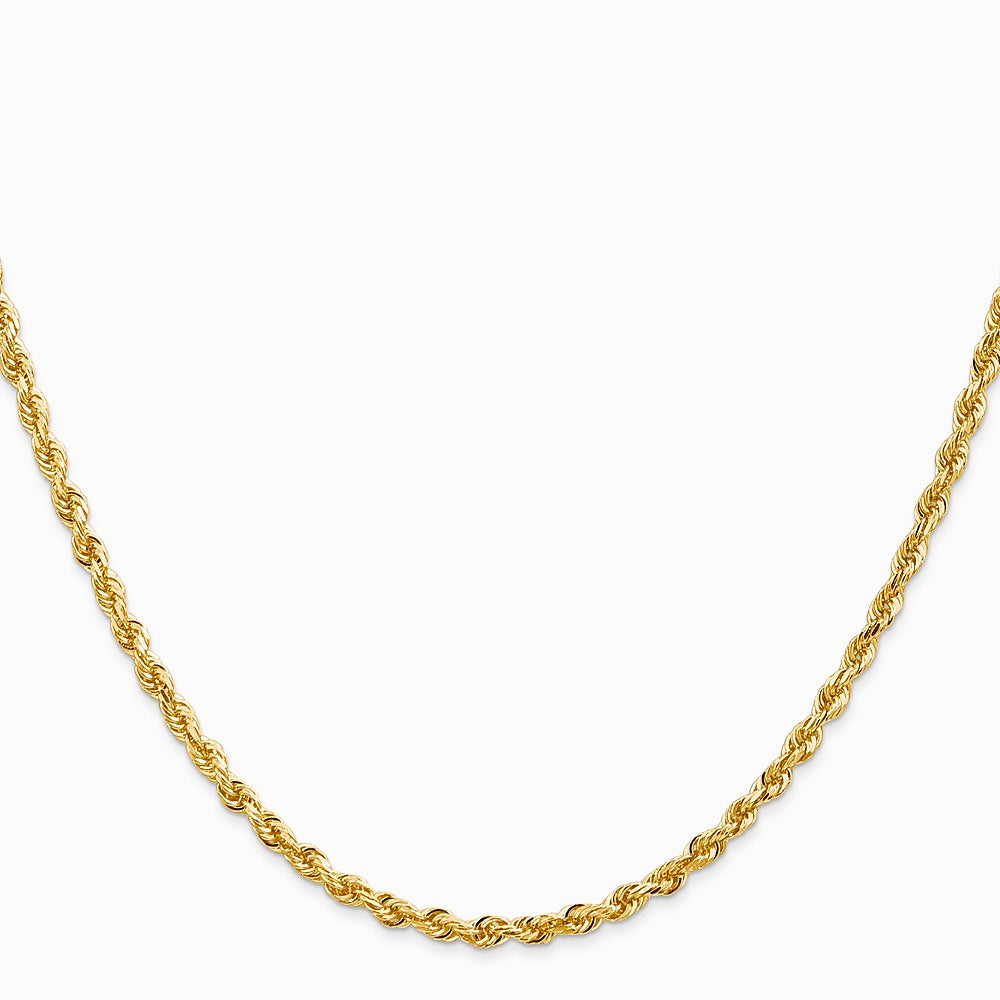 14K Yellow Gold 2.75 mm Diamond-Cut Quadruple Rope Chain Necklace 16"-30" - Product Photo