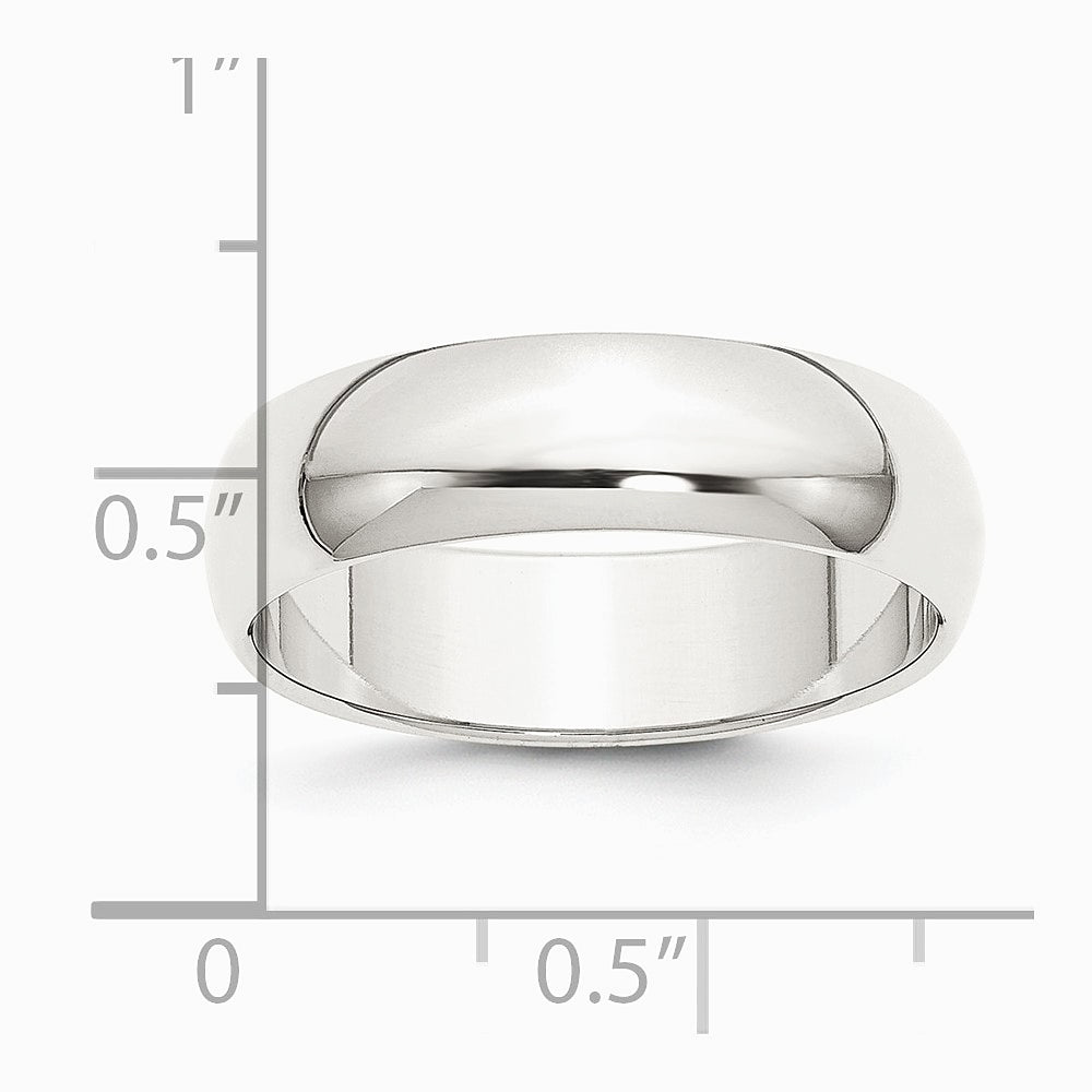 Sterling Silver 6mm Half-Round Size 10 Band - Product Photo