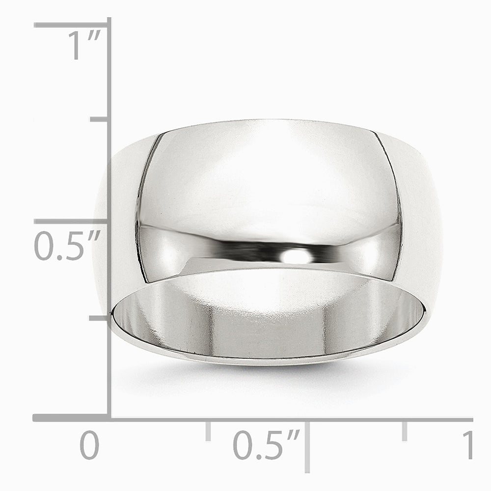 Sterling Silver 10mm Half Round Size 10 Band - Product Photo