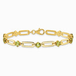 Sterling Silver Gold-tone 5mm 3.6PE Peridot Paperclip Chain Bracelet - Product Photo