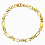 Sterling Silver Gold-tone 5mm 3.6PE Peridot Paperclip Chain Bracelet - Product Photo