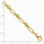 Sterling Silver Gold-tone 5mm 3.6PE Peridot Paperclip Chain Bracelet - Product Photo