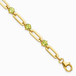 Sterling Silver Gold-tone 5mm 3.6PE Peridot Paperclip Chain Bracelet - Product Photo