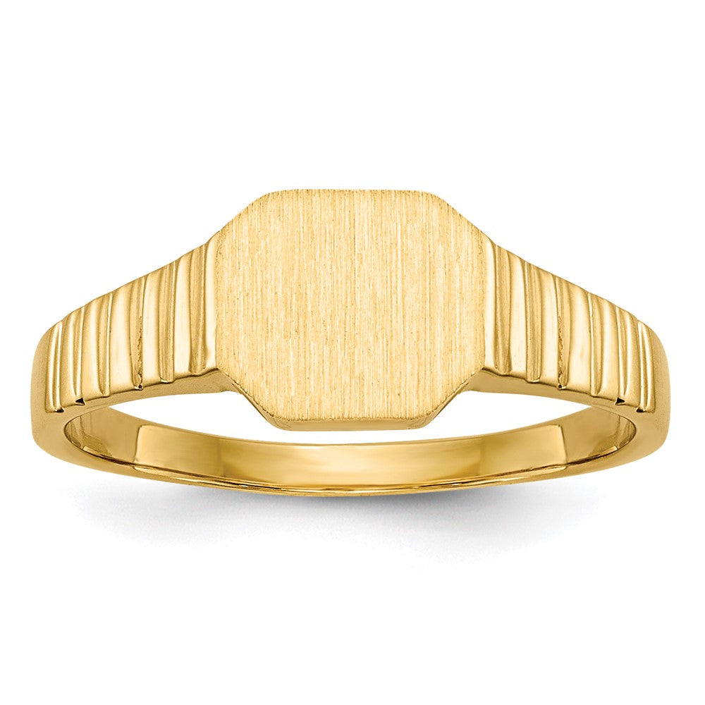14K Yellow Gold 7.5x6.0mm Child's Open Back Signet Ring