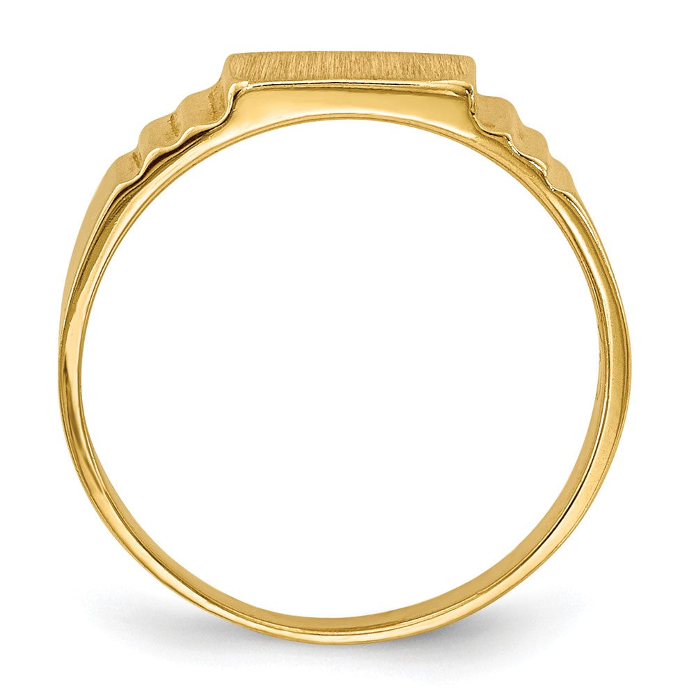 14K Rectangular Satin Baby Signet Ring - Product Photo