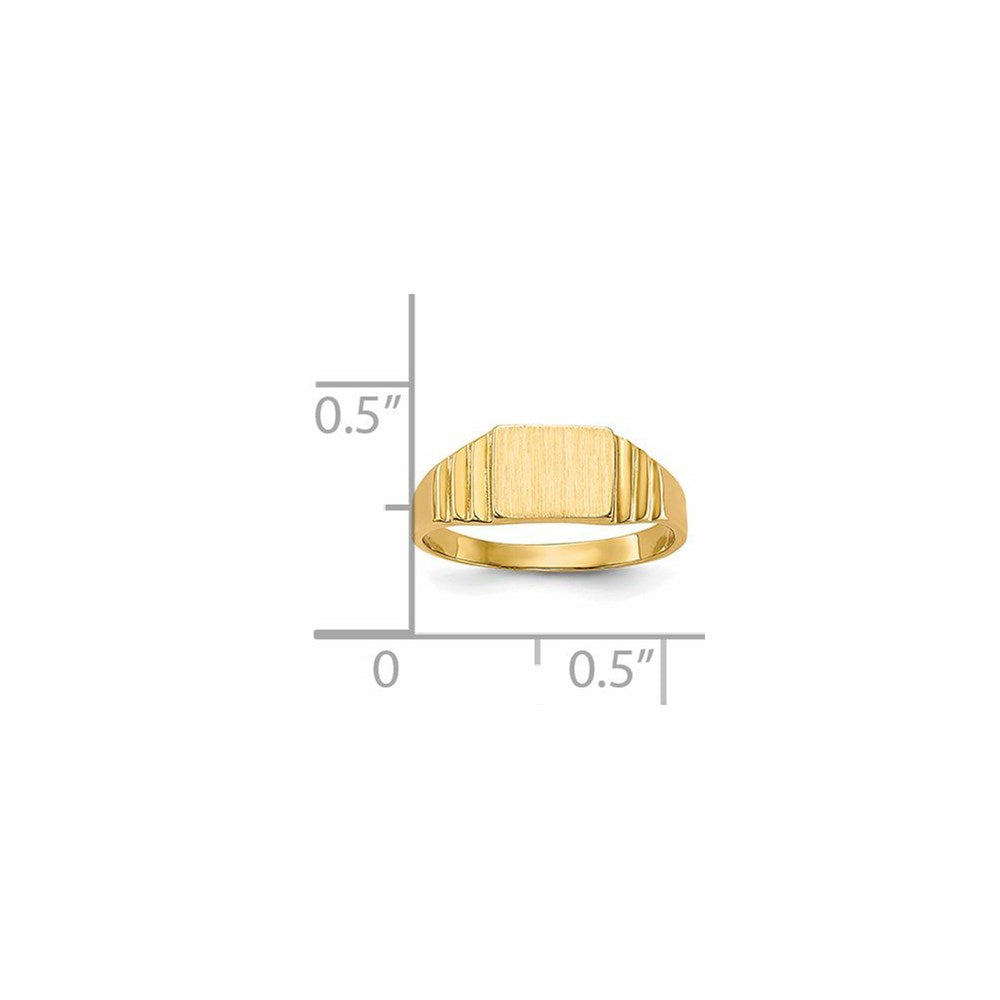 14K Rectangular Satin Baby Signet Ring - Product Photo