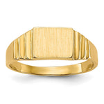 14K Rectangular Satin Baby Signet Ring - Product Photo