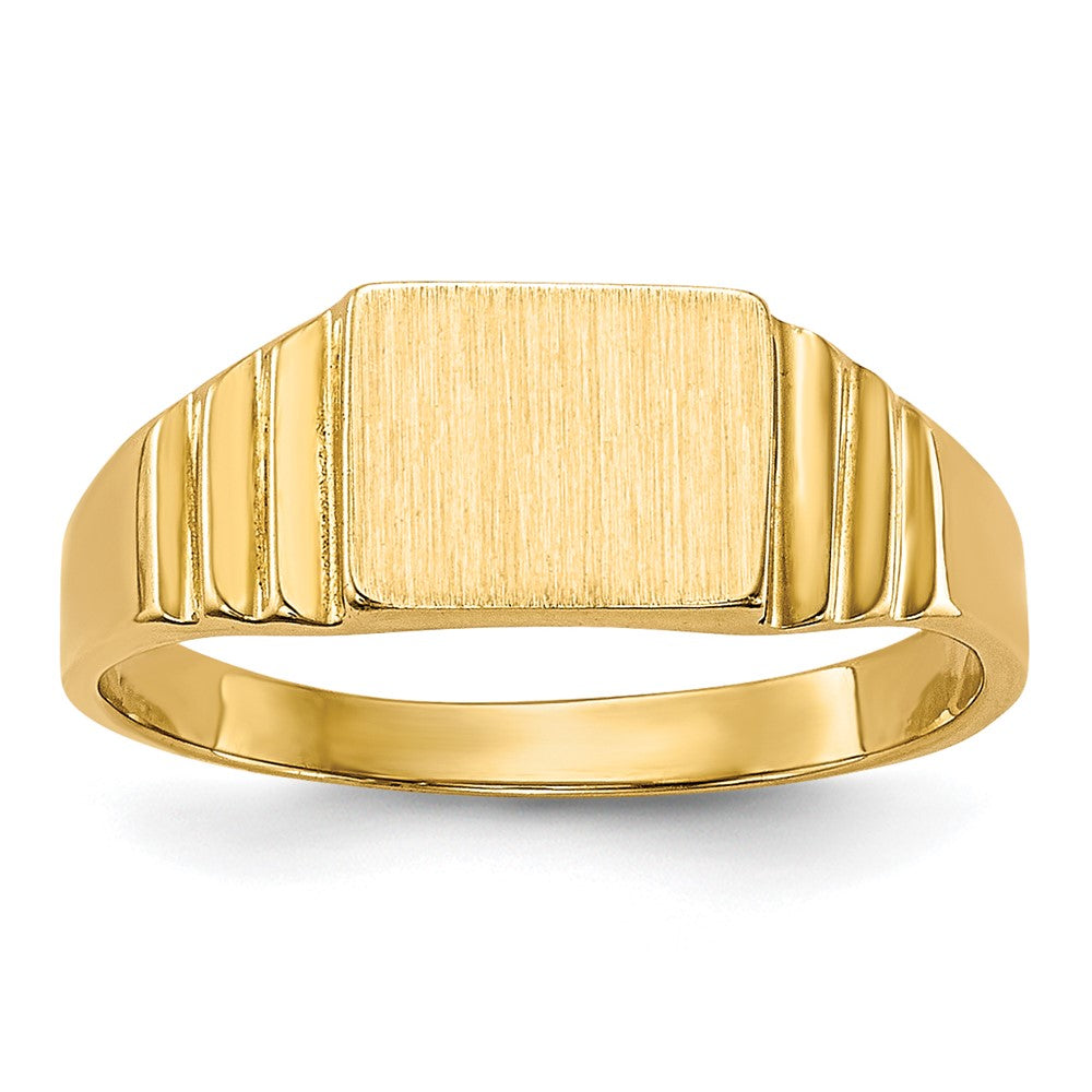 14K Rectangular Satin Baby Signet Ring - Product Photo