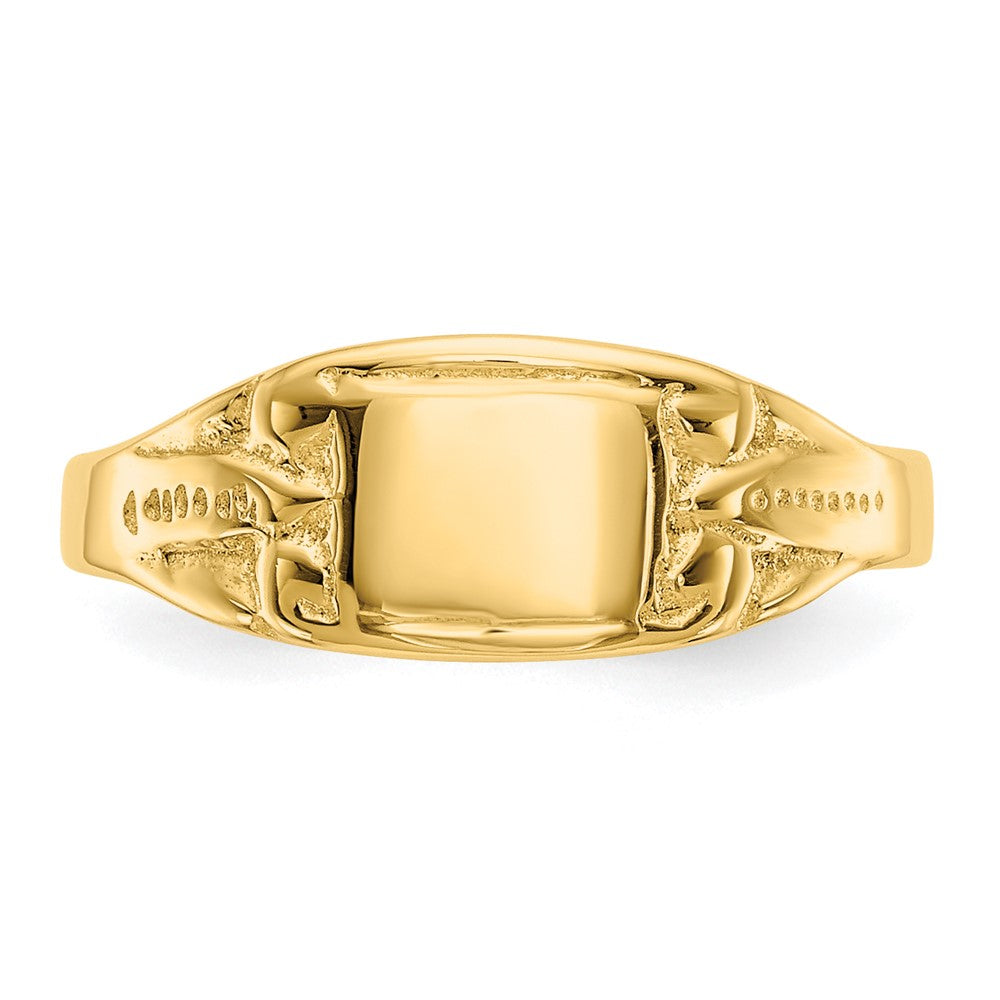 14K Polished Rectangular Baby Signet Ring - Product Photo