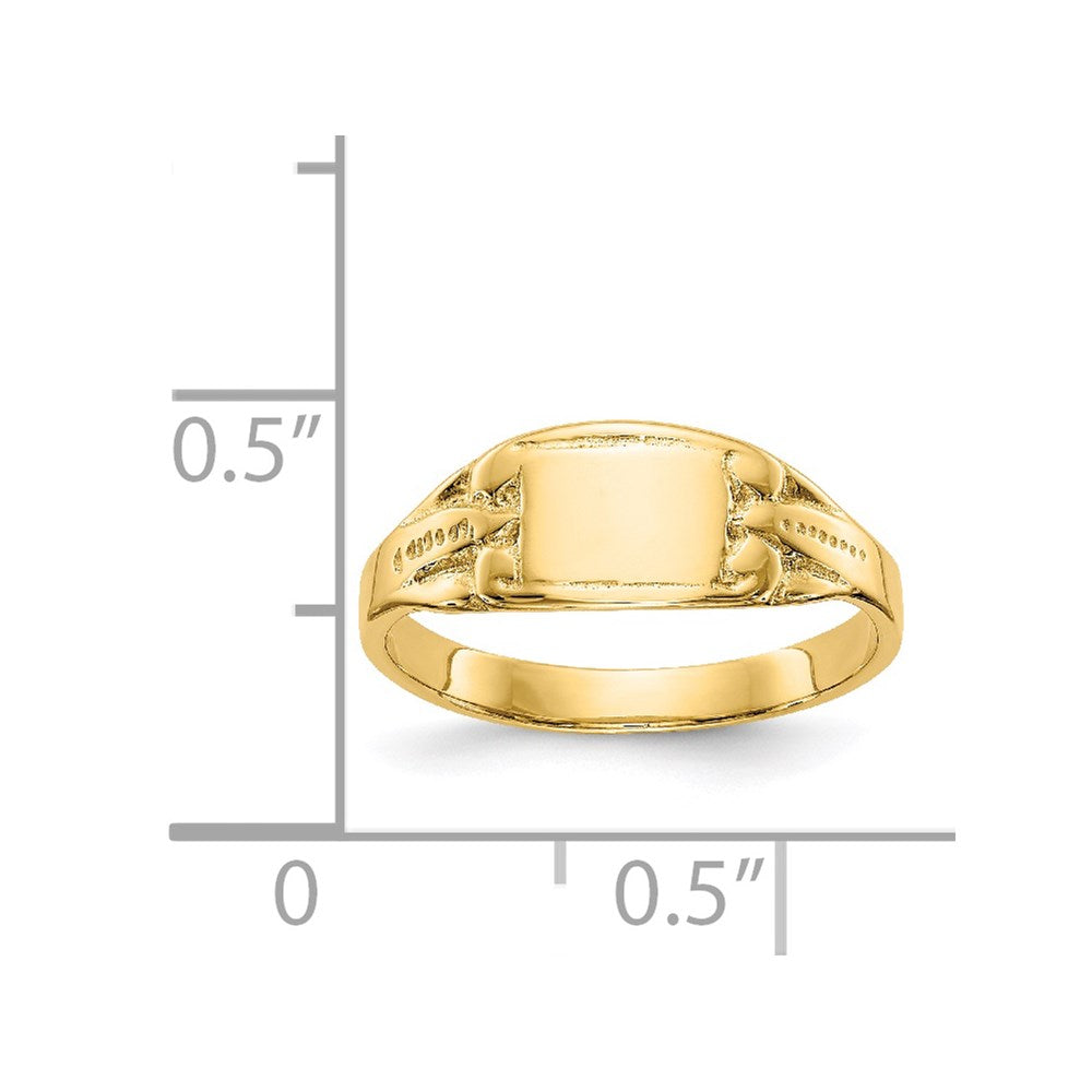 14K Polished Rectangular Baby Signet Ring - Product Photo