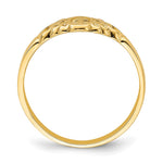 14K Yellow Gold Cross Inside Oval W/Scroll and Heart Ring - Product Photo