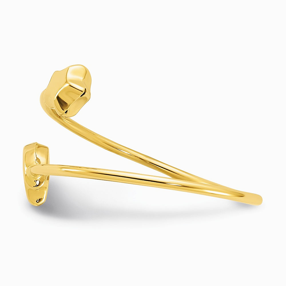 14K Yellow Gold Polished Adjustable Moon and Star Ring - Product Photo