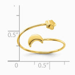 14K Yellow Gold Polished Adjustable Moon and Star Ring - Product Photo