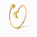 14K Yellow Gold Polished Adjustable Moon and Star Ring - Product Photo