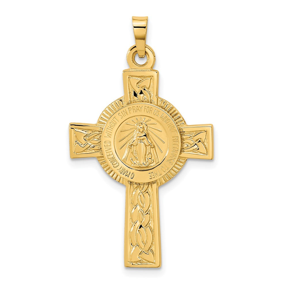 14k Cross with Miraculous Medal Pendant - Product Photo