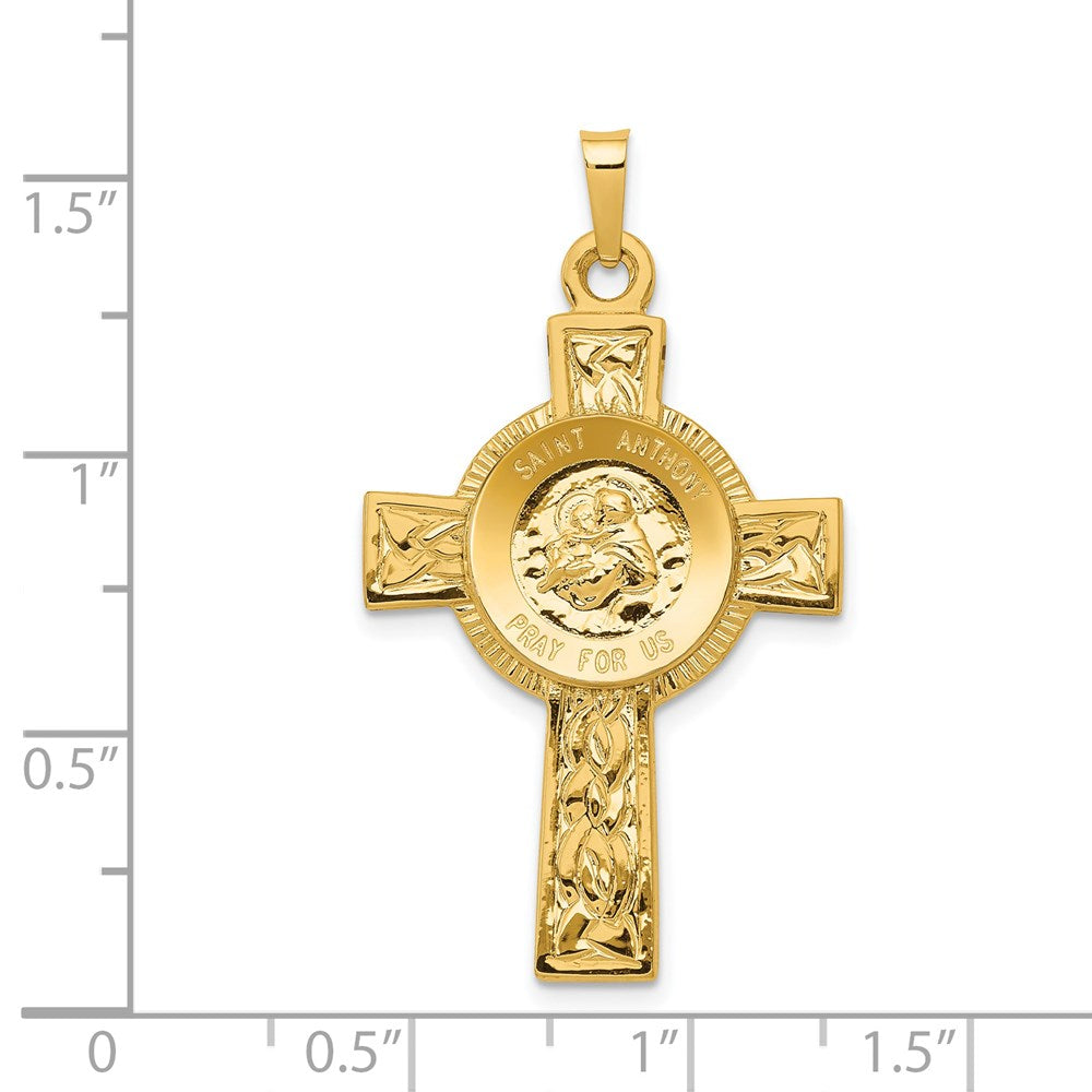 14k Cross w/St Anthony Medal Pendant - Product Photo