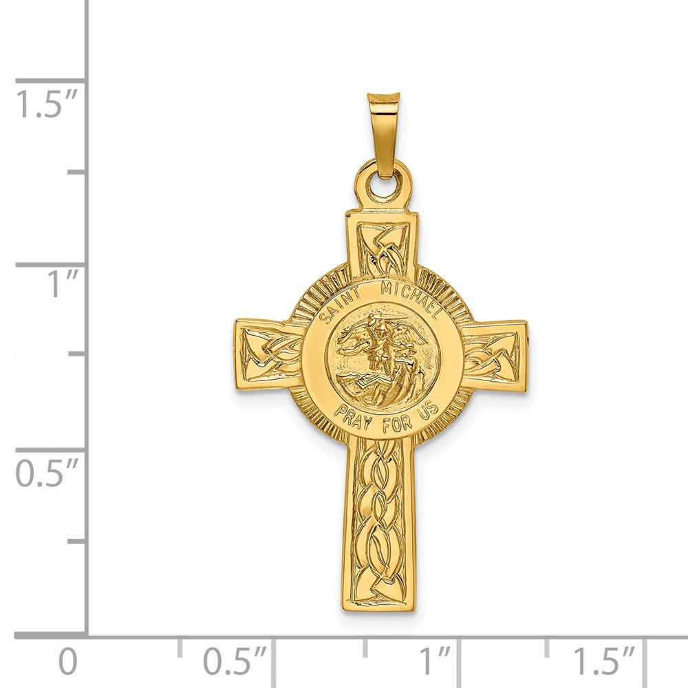14k Cross w/St. Michael Medal Pendant - Product Photo