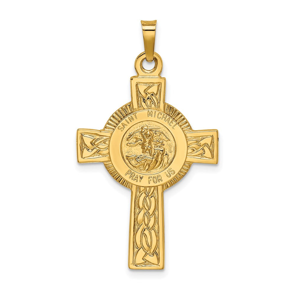 14k Cross w/St. Michael Medal Pendant - Product Photo