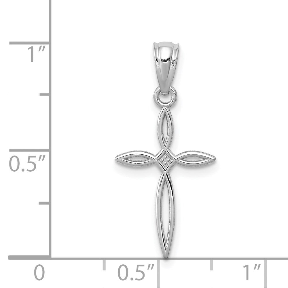 14k White Gold Passion Cross Charm - Product Photo